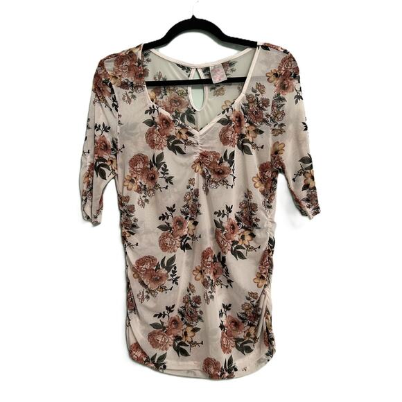 NWOT No Boundaries Mesh Floral Pull Over Top ¾ Sleeves Size XL-15/17 Juniors - Picture 1 of 11
